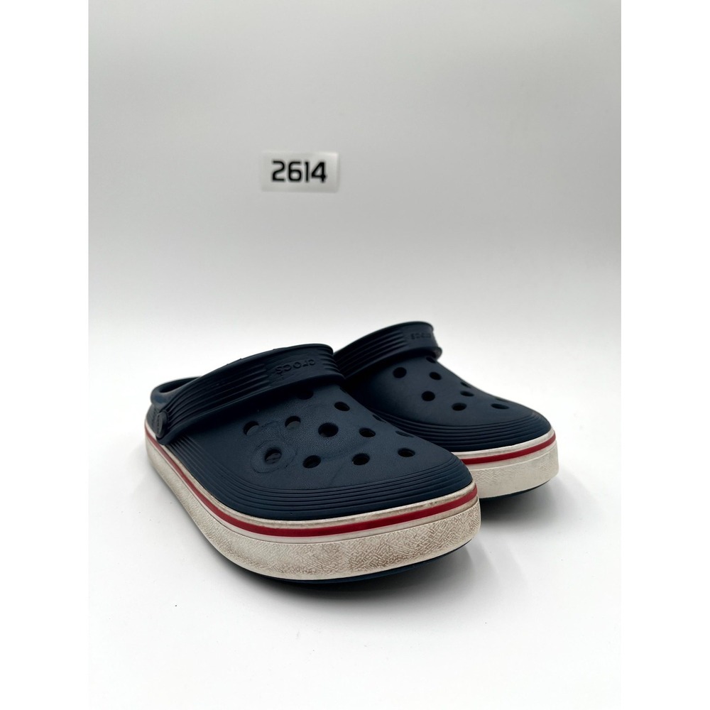 Crocs Off Court Kids Size 3 Sport Clog Blue White Round Toe Casual Slip On Shoes